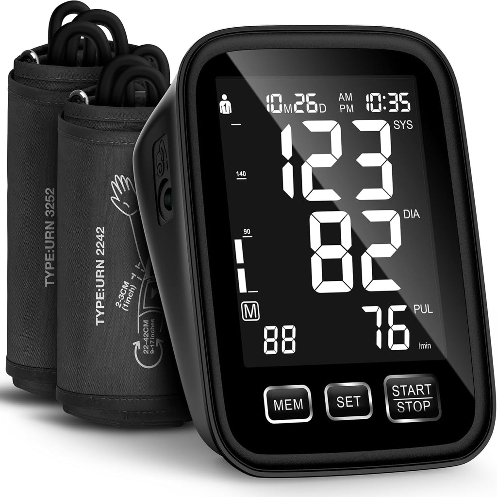 AQESO Upper Arm Digital Blood Pressure Monitor with Backlit Display, 2-User Mode

