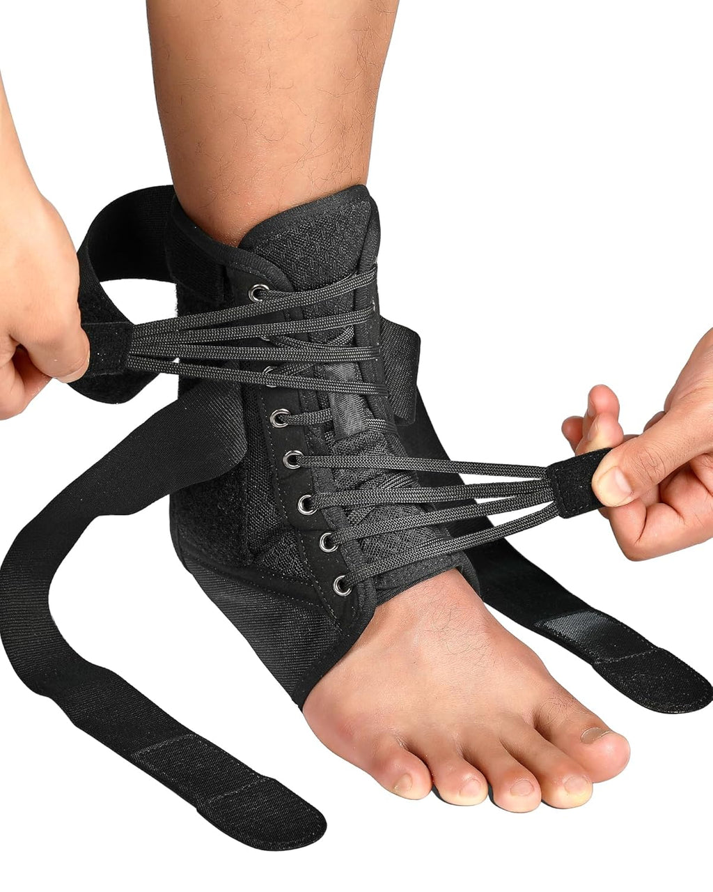 Fitomo Quick Lace-Up Ankle Brace with Removable Side Splints, Adjustable Support


