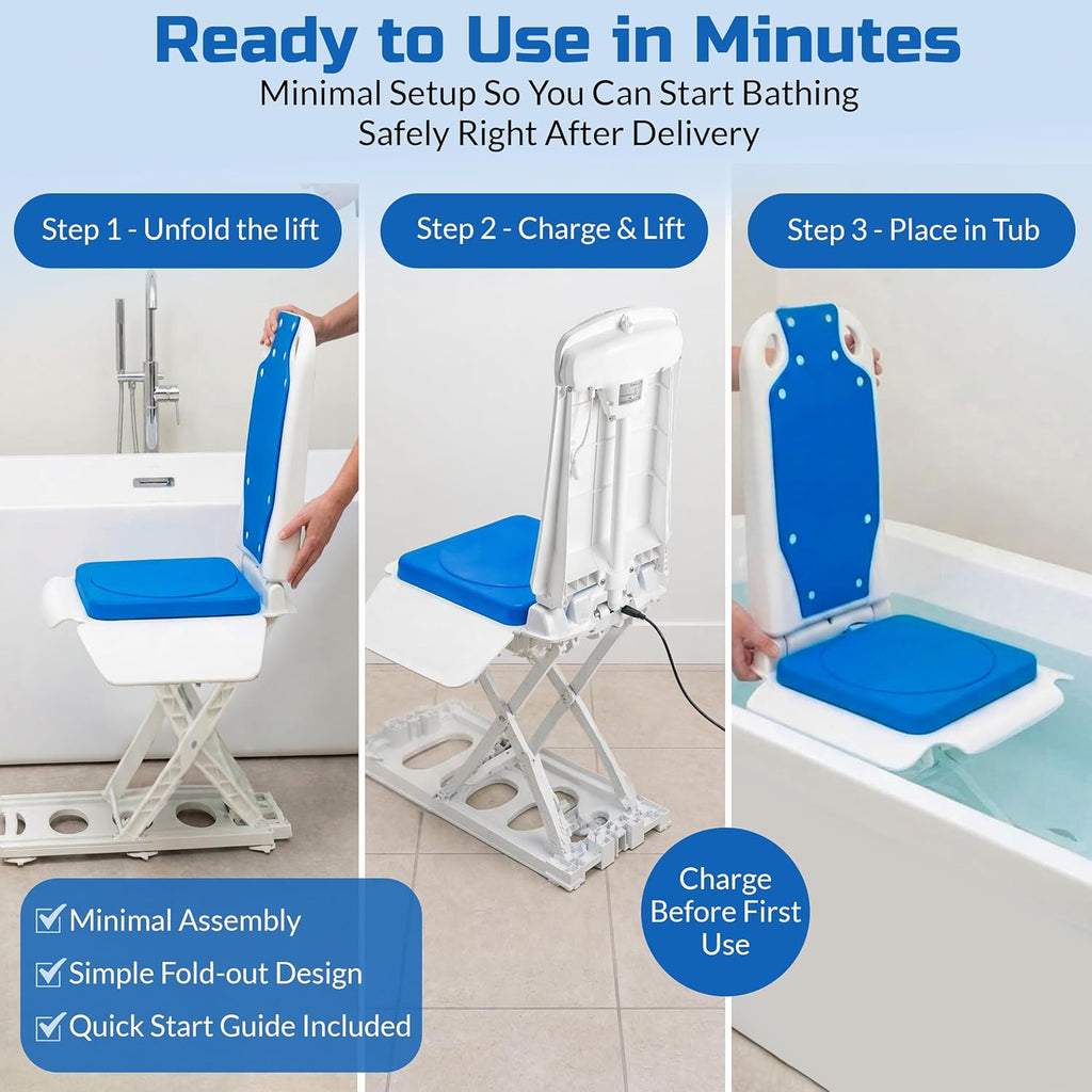 Platinum Health Tranquilo Electric Bath Lift with Rotating Padded Seat, 300 lb

