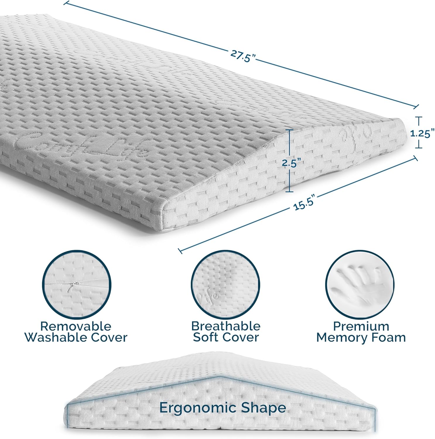 ComfiLife Lumbar Support Memory Foam Pillow for Back Pain Relief, Triangle Wedge

