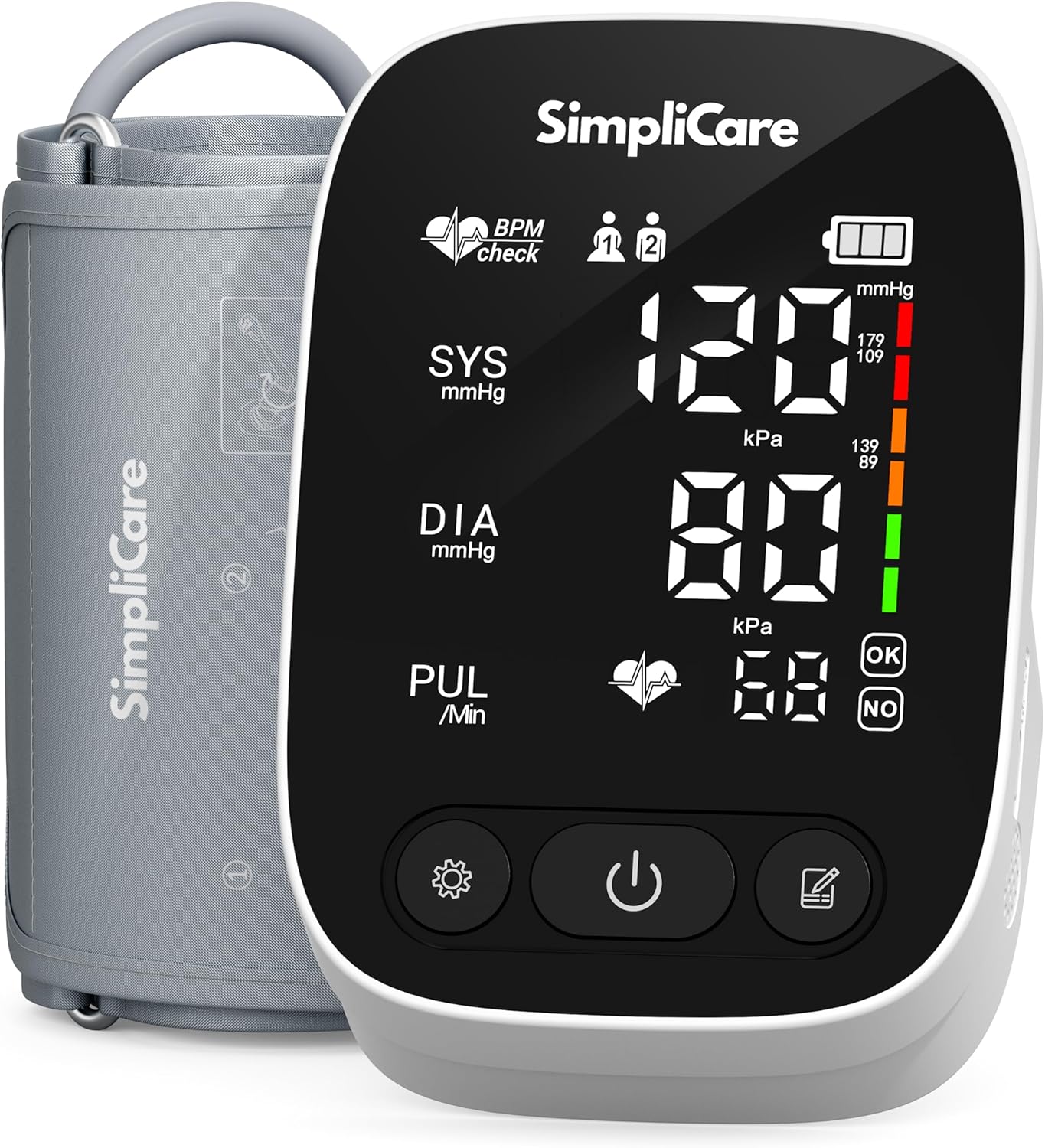 Upper Arm Blood Pressure Monitor with XL Cuff, LED Display, 2-User Memory

