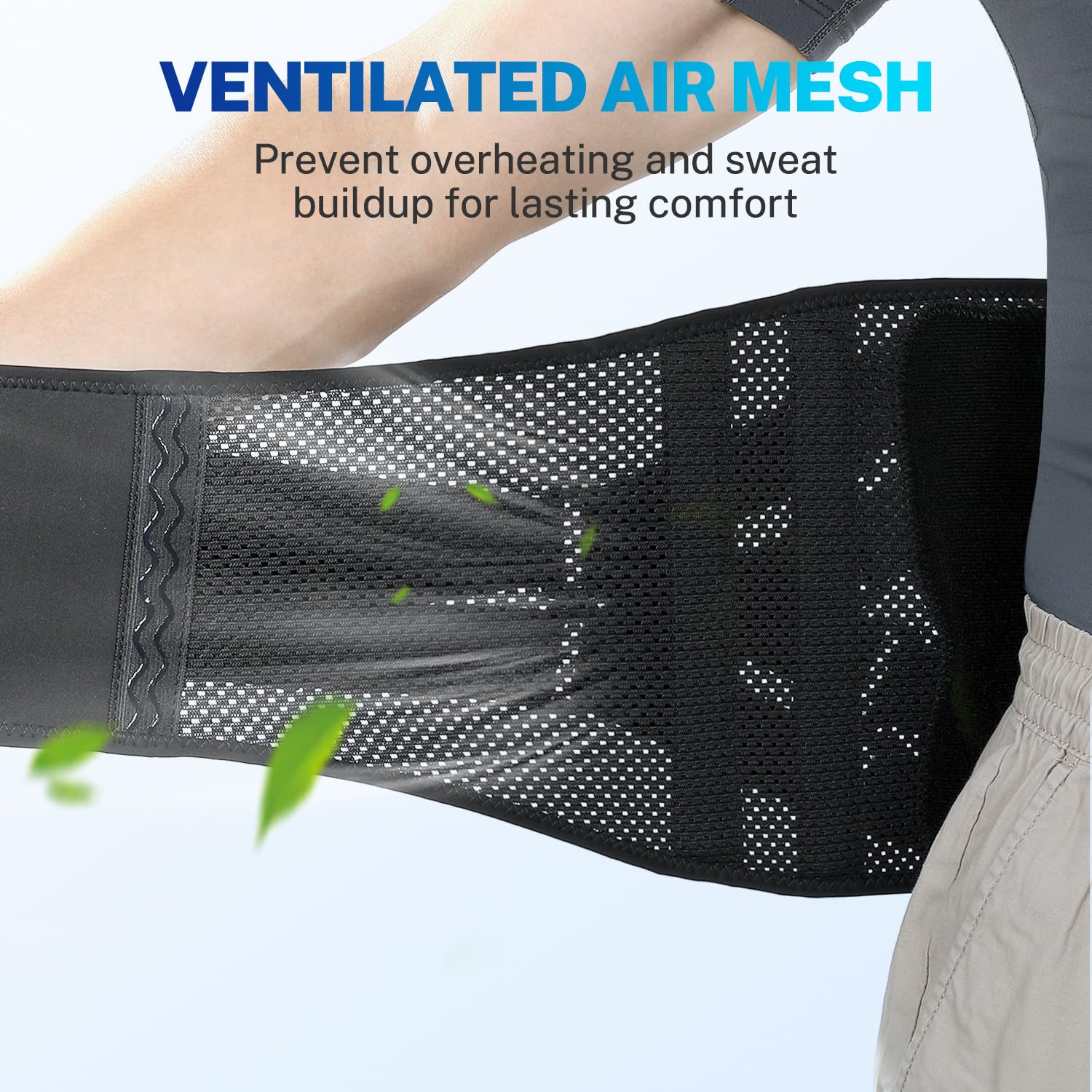 Fitomo Back Brace for Women Men, 3D Lumbar Support, Carbon Fiber Splints Air Mesh

