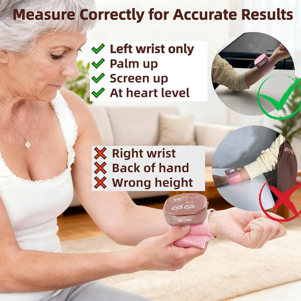 Guaever Wrist Blood Pressure Monitor Rechargeable BP Machine for Home Use

