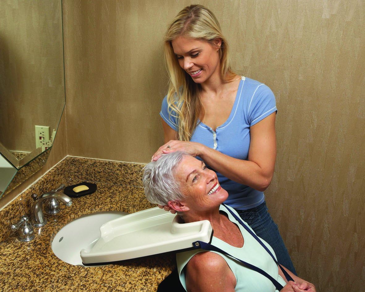 EZ-SHAMPOO Shampoo Support Basin for Seated Wash, Non-Slip White

