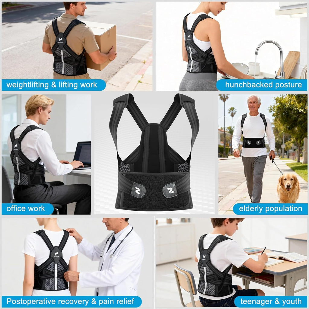 NEENCA Medical Posture Corrector Back Brace with Adjustable Back Support

