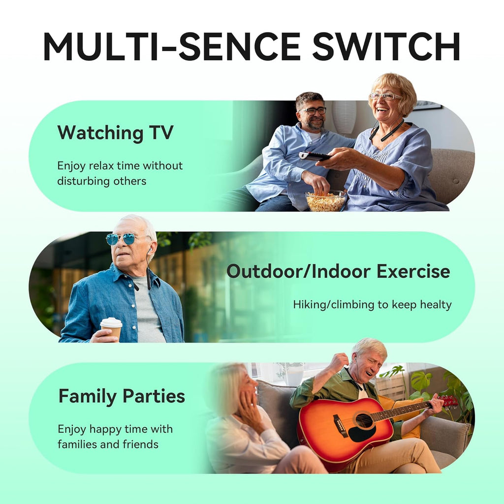 Diggingsound Neckband Rechargeable Hearing Aids Bluetooth Noise Cancelling for Seniors


