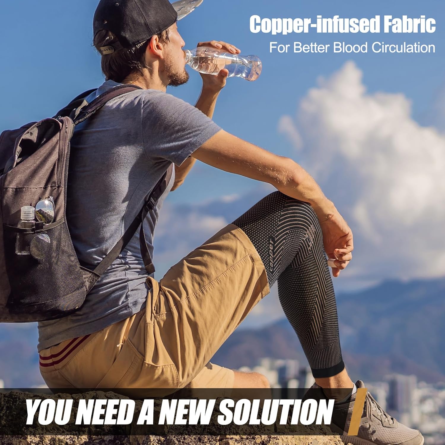 NEENCA Compression Leg Sleeve, Ion-Infused Full Leg Support for Knee Pain Relief

