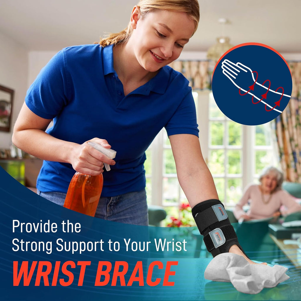 FEATOL Wrist Brace for Carpal Tunnel, Night Support Splint with Removable Ice Pack

