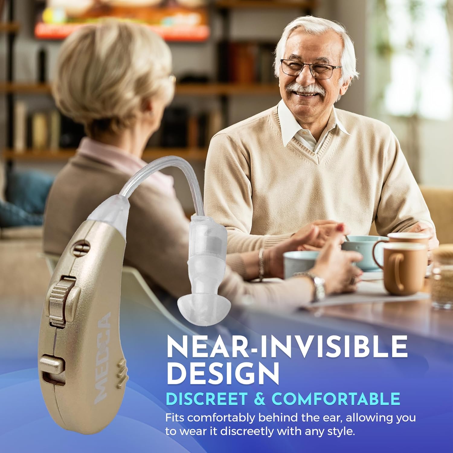 NewEar Rechargeable BTE Digital Hearing Amplifier with USB Dock, Behind-the-Ear

