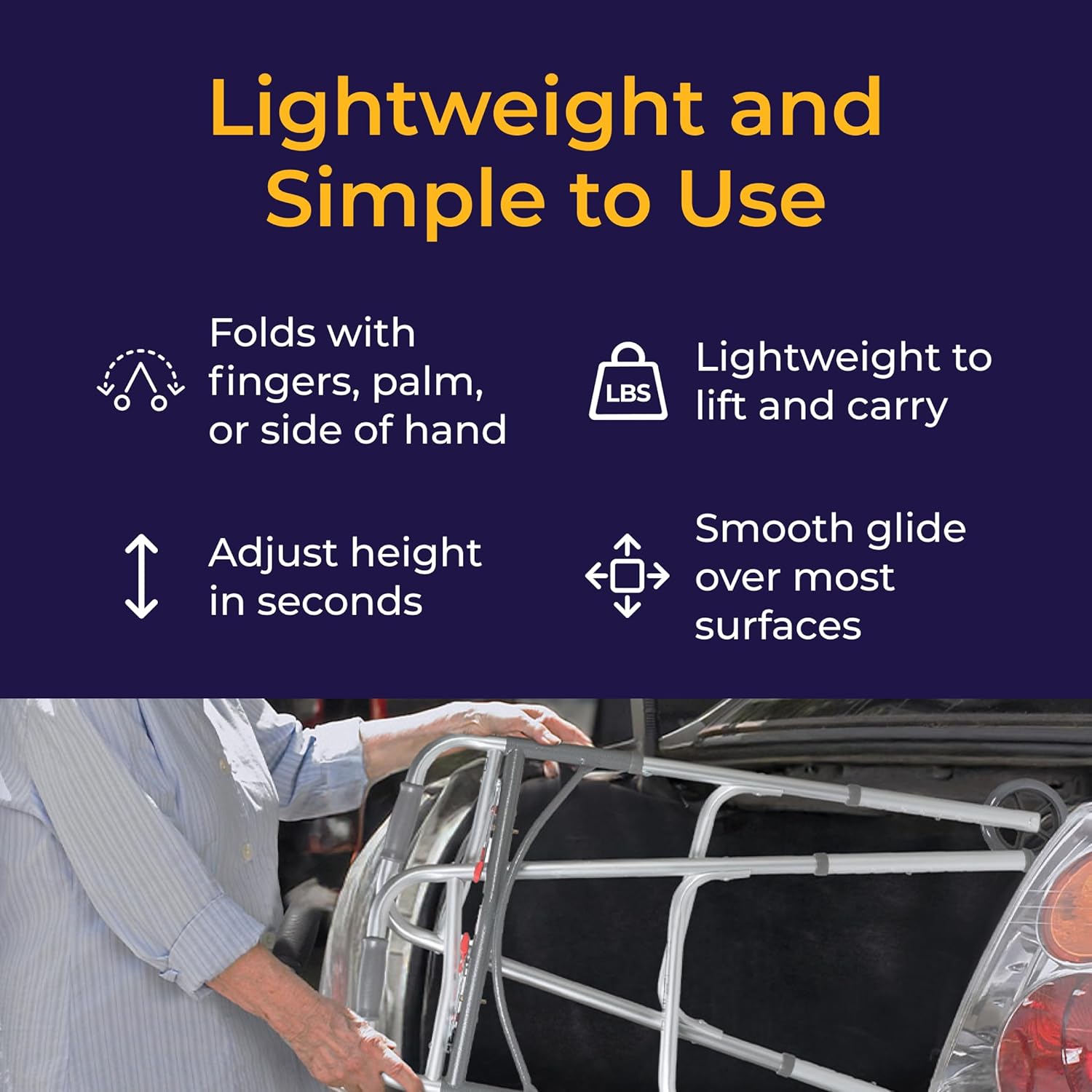 Drive Medical Folding Mobility Aid with Wheels, Lightweight Adjustable-Height Support

