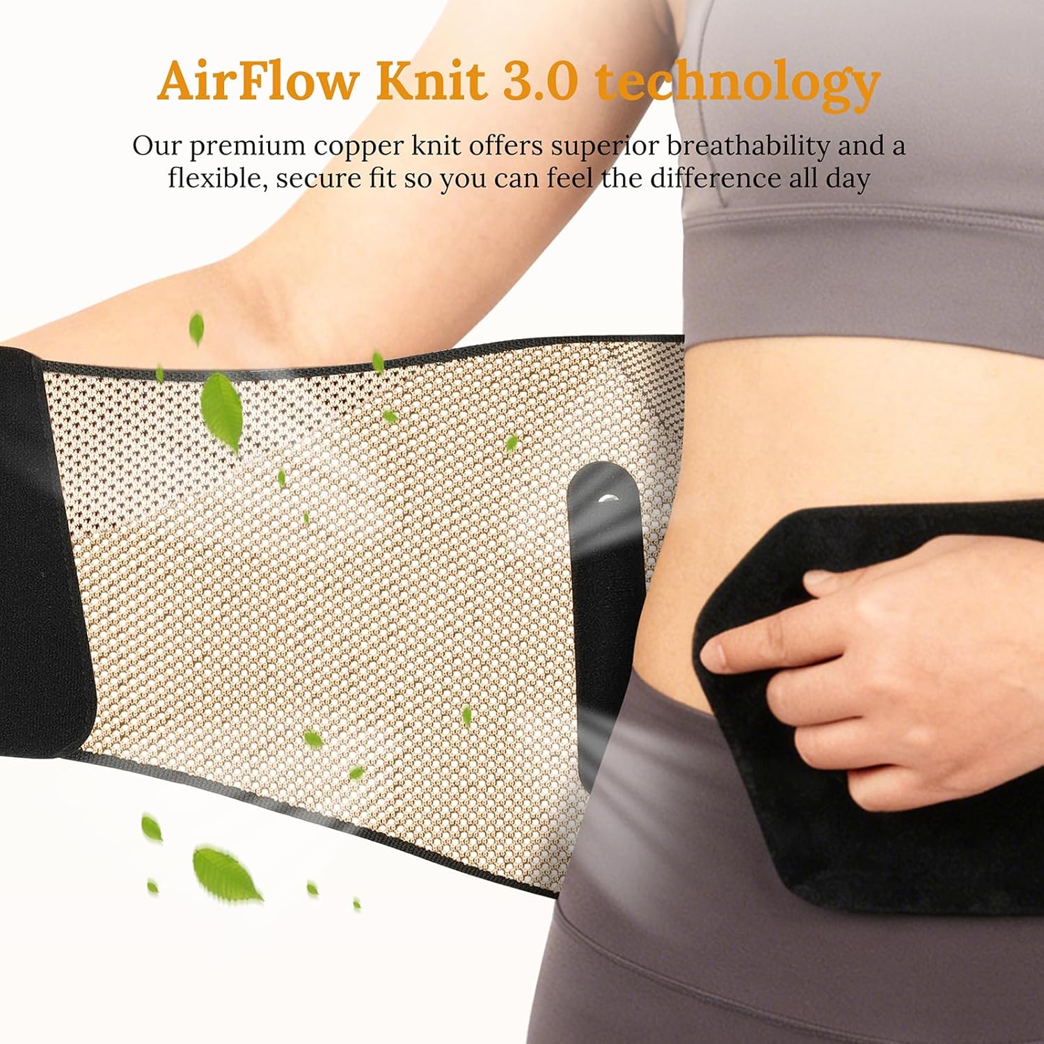 JIUFENTIAN Copper Lower Back Brace with Removable Dual Spine Rods & Therapy Pocket

