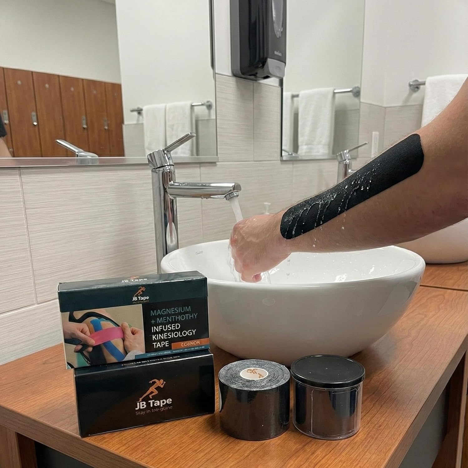 Magnesium & Menthol Infused Kinesiology Tape, Water-Resistant Athletic Muscle Support

