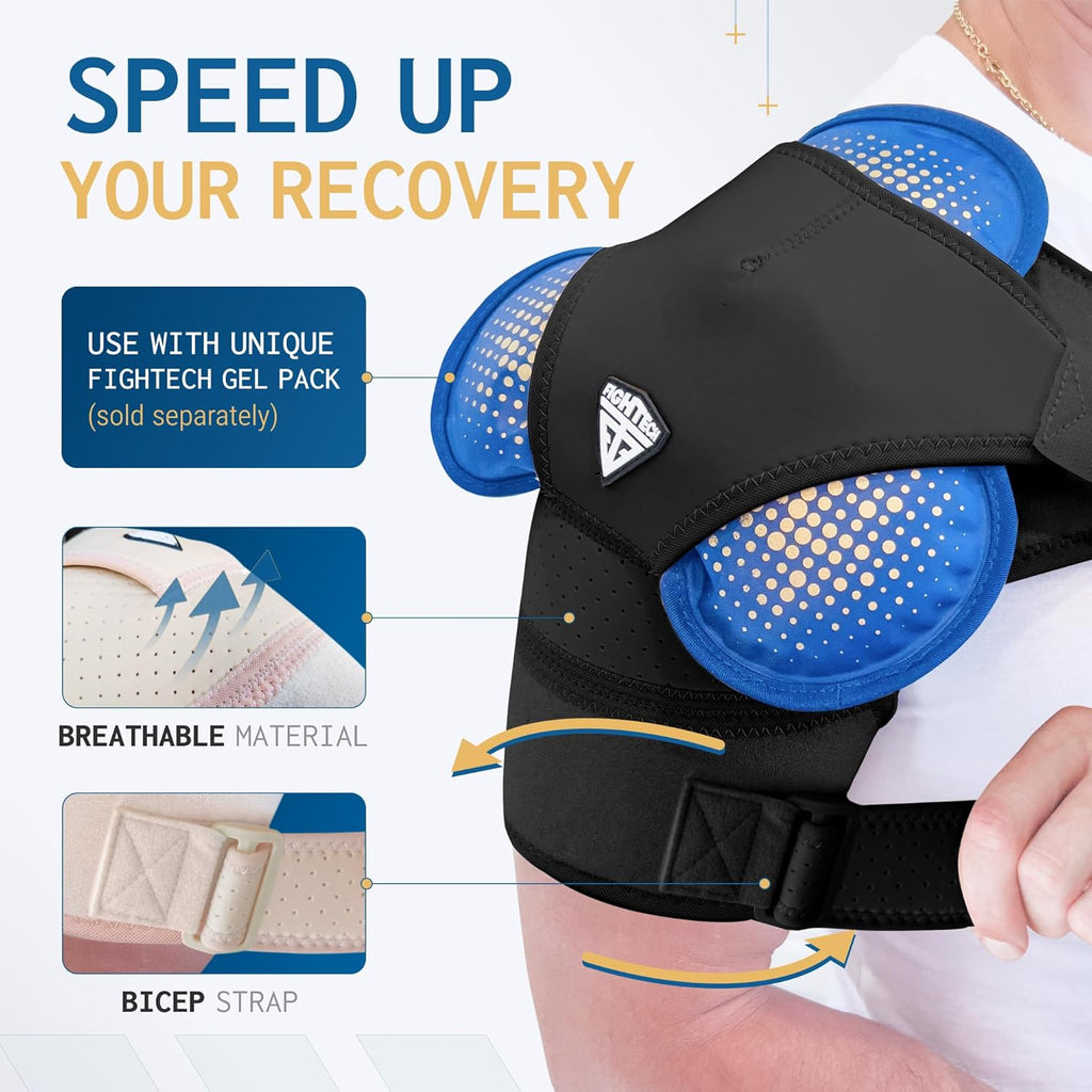 FIGHTECH Adjustable Neoprene Shoulder Brace Rotator Cuff Compression Sleeve Ice Pack Pocket

