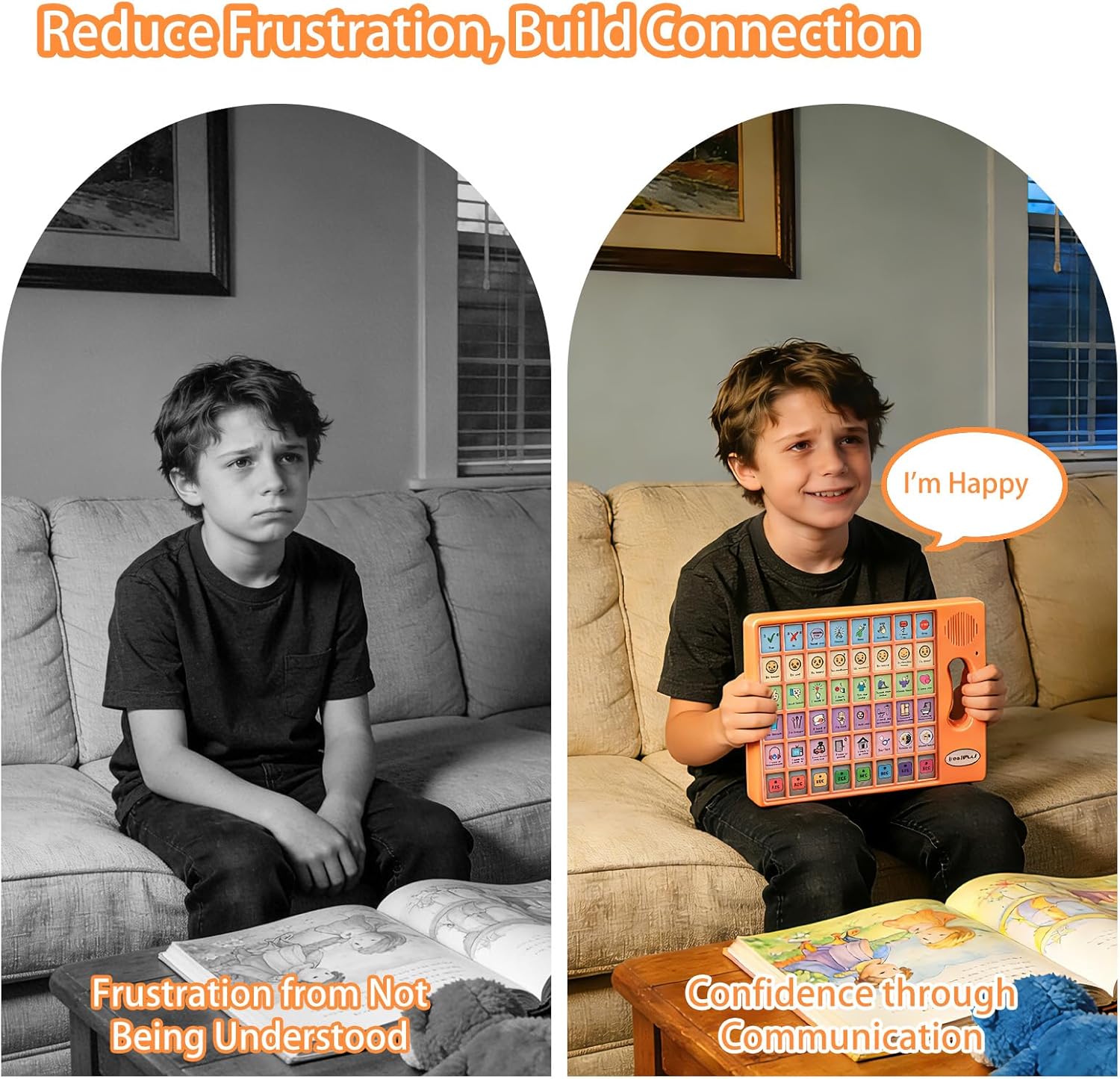 AAC Speech Therapy Device for Autism, Grip Handle, 40 Buttons, Adjustable Volume

