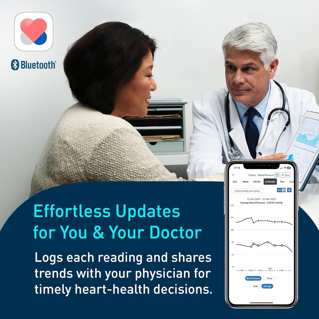 OMRON Silver Upper Arm Blood Pressure Monitor with Bluetooth and App for Home Use

