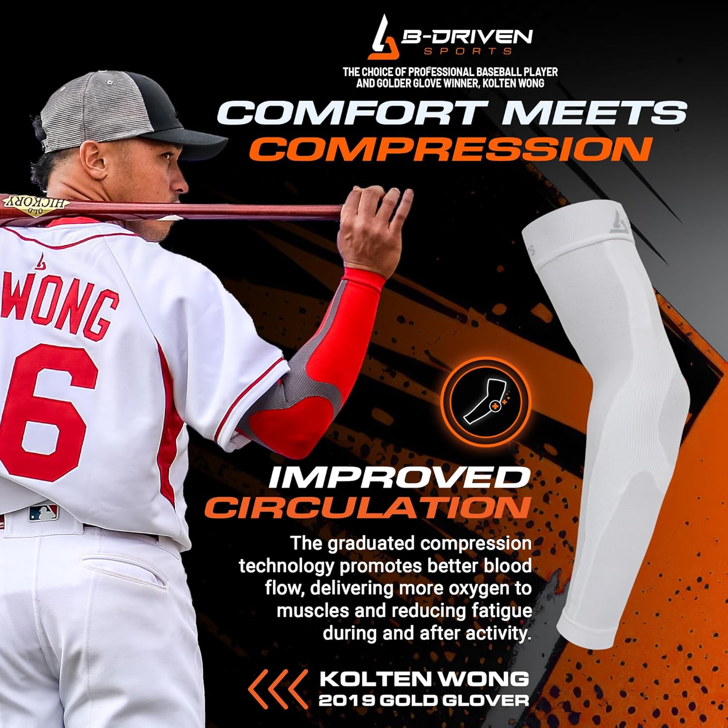 B-Driven Sports Graduated Compression Arm Sleeves, Medical Grade 20–30mmHg

