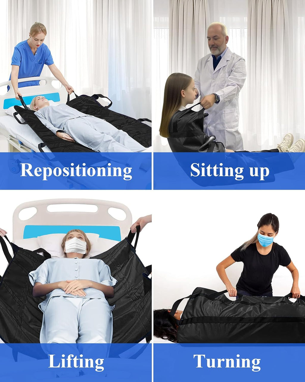 SPRING SEAON Patient Transfer Sheet with Handles, Waterproof Bed Pad

