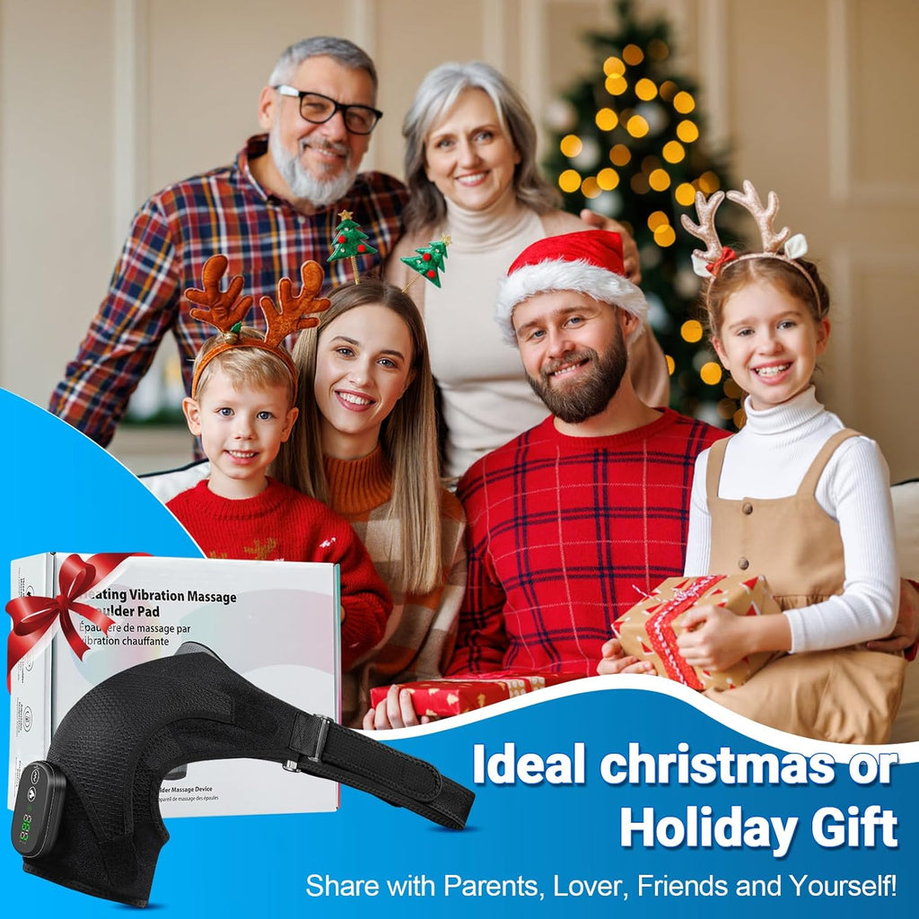 Cordless Heated Shoulder Massager with 3 Heat and Vibration Shoulder Wrap

