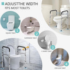 Lianjindun Adjustable Toilet Safety Rails with Armrests, Foldable Support Bars

