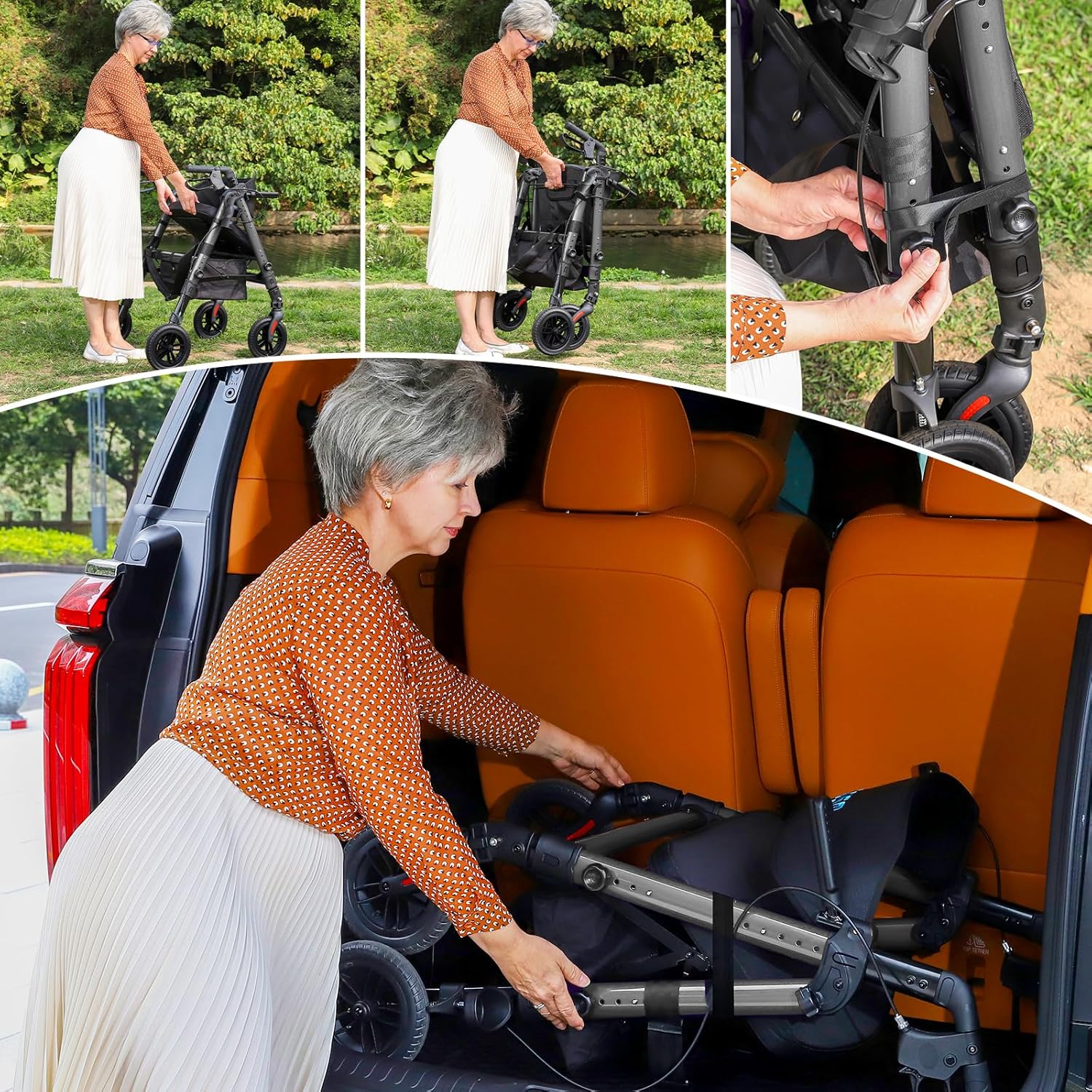 Akoasm Heavy Duty Rollator Walker with Seat, Foldable 2-in-1 Wheelchair Combo

