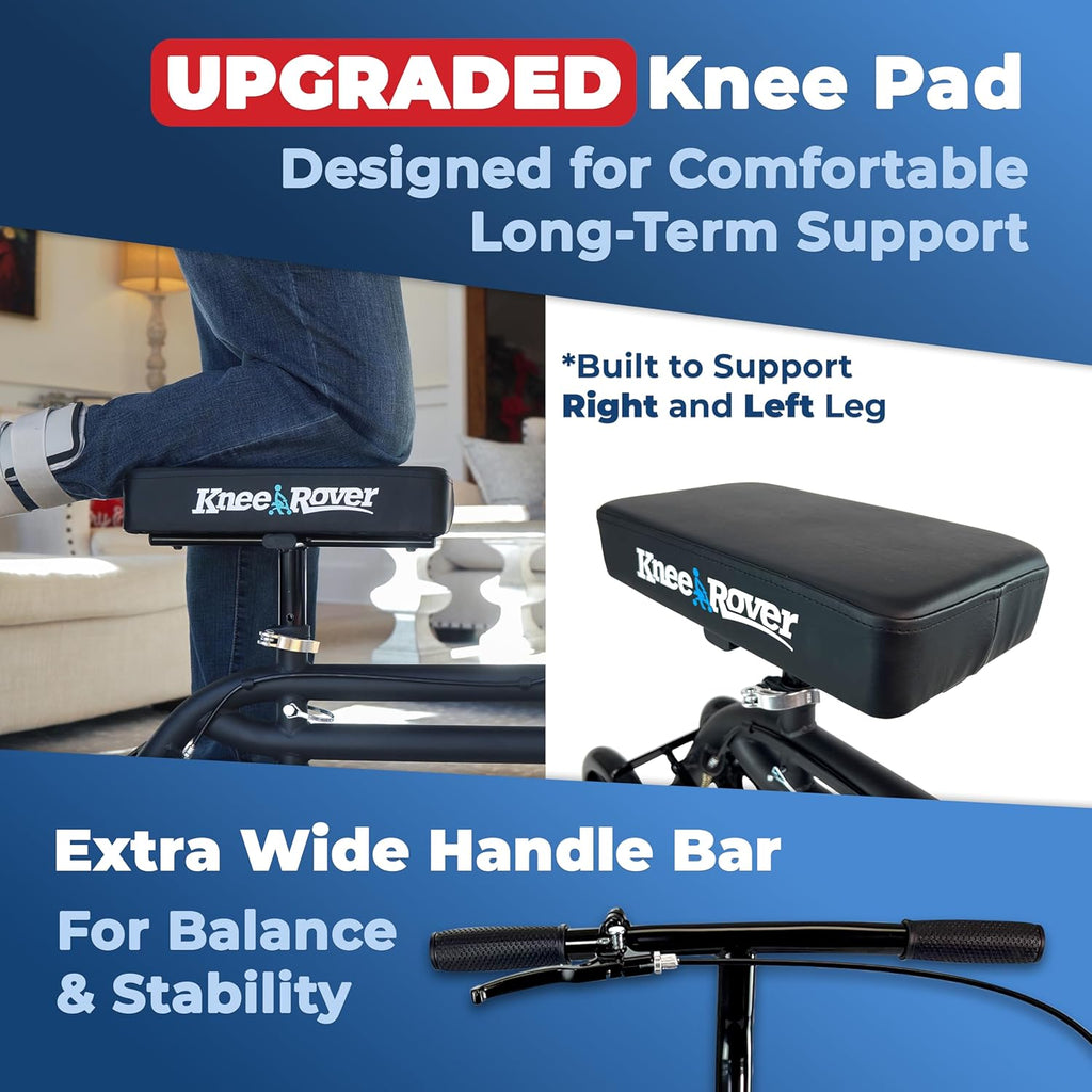 KneeRover Economy Steerable Knee Scooter, Foldable Knee Walker with Adjustable Handlebar

