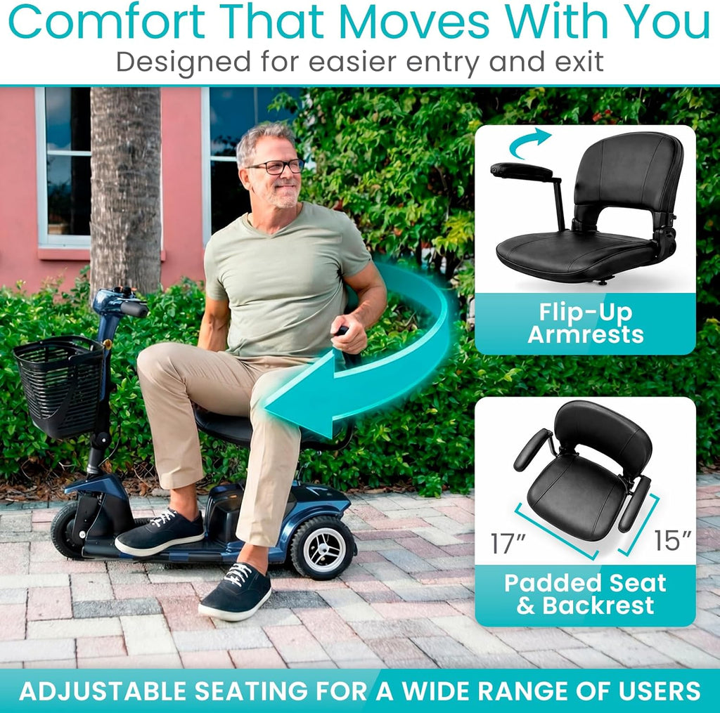Vive 3-Wheel Electric Mobility Scooter for Adults, Folding Compact Travel Scooter

