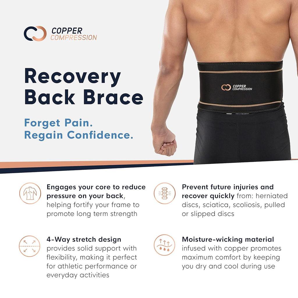 Copper Compression Back Brace with Lumbar Support Adjustable Breathable


