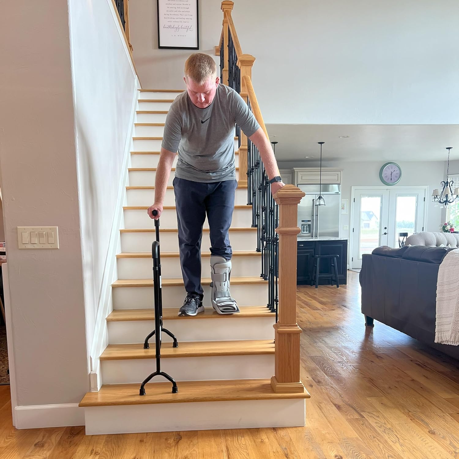 Rock Steady Stair Assist Cane, Lightweight Stair Climbing Aid with Non-Slip Grip

