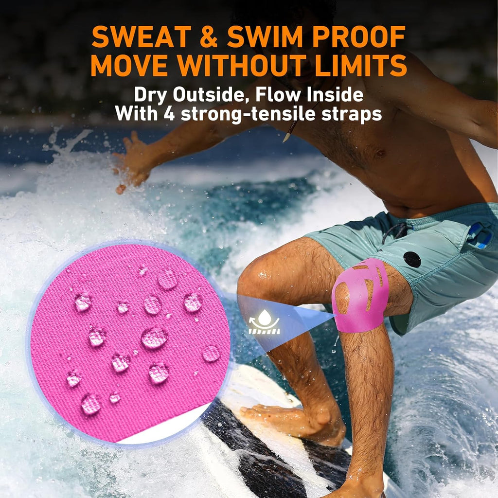 KTQUICK Pre-Cut Kinesiology Tape for Knees, Waterproof Cotton, Latex-Free

