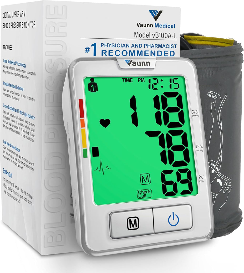 Vaunn Automatic Upper Arm Blood Pressure Monitor with SmartCheck and Irregular Pulse

