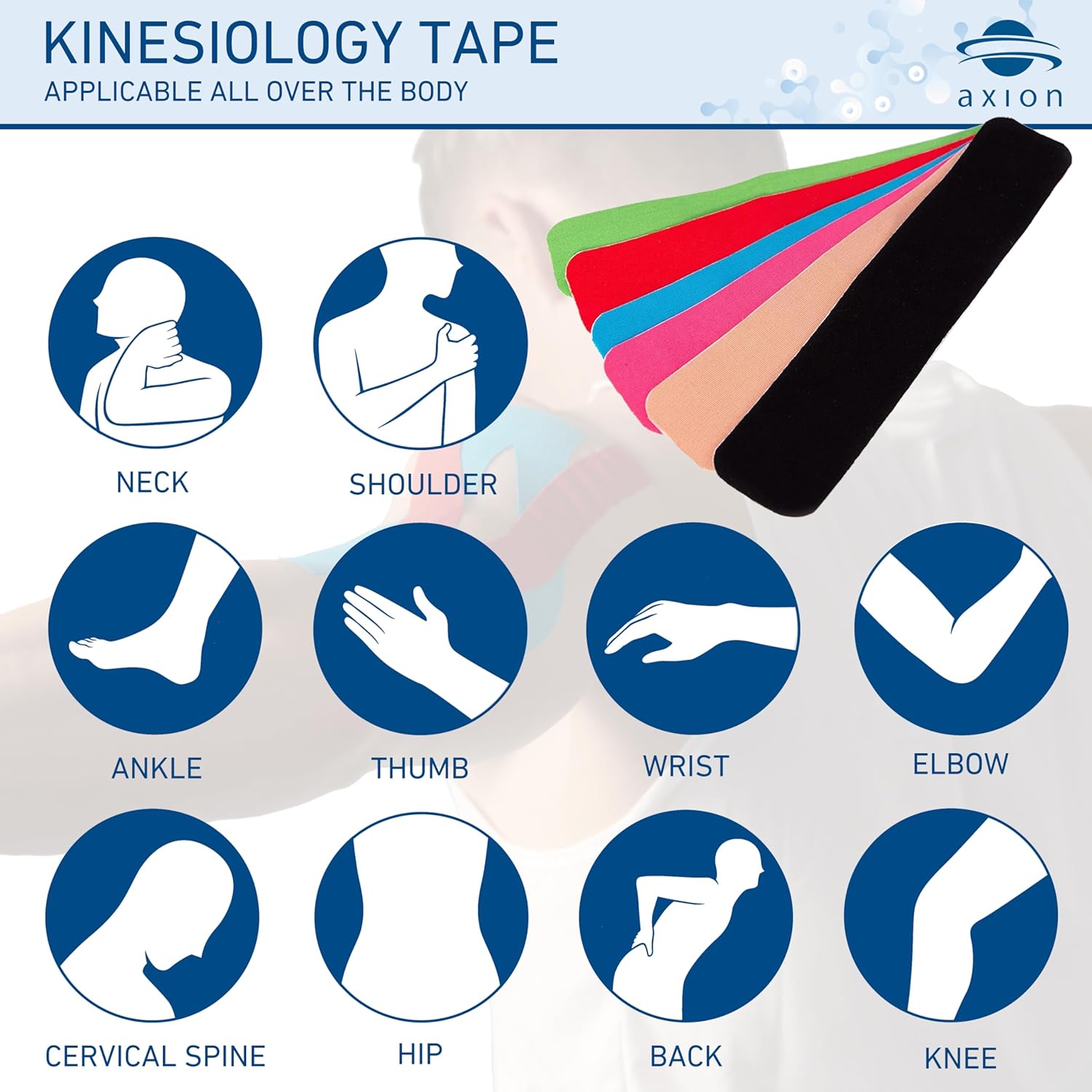 axion Kinesiology Tape cut-to-length multicolored sport tape for muscle support

