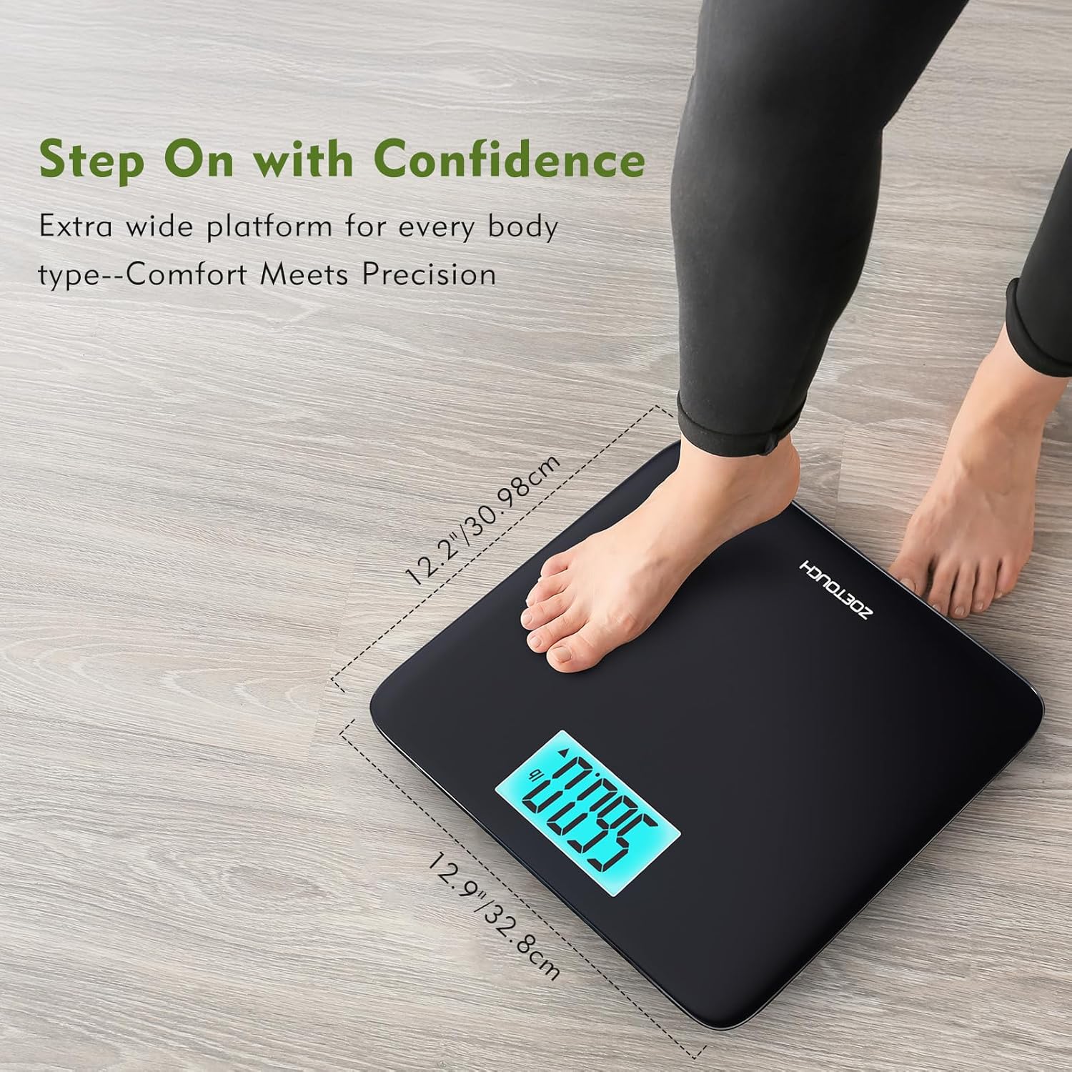 ZOETOUCH 560 lb Digital Bathroom Scale with Wide Tempered Glass Platform

