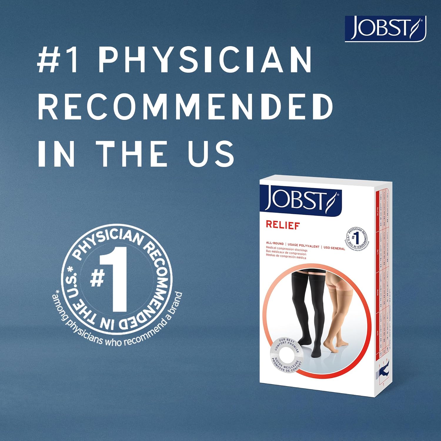 JOBST Relief Knee High Graduated Compression Socks 30-40 mmHg Closed Toe Unisex

