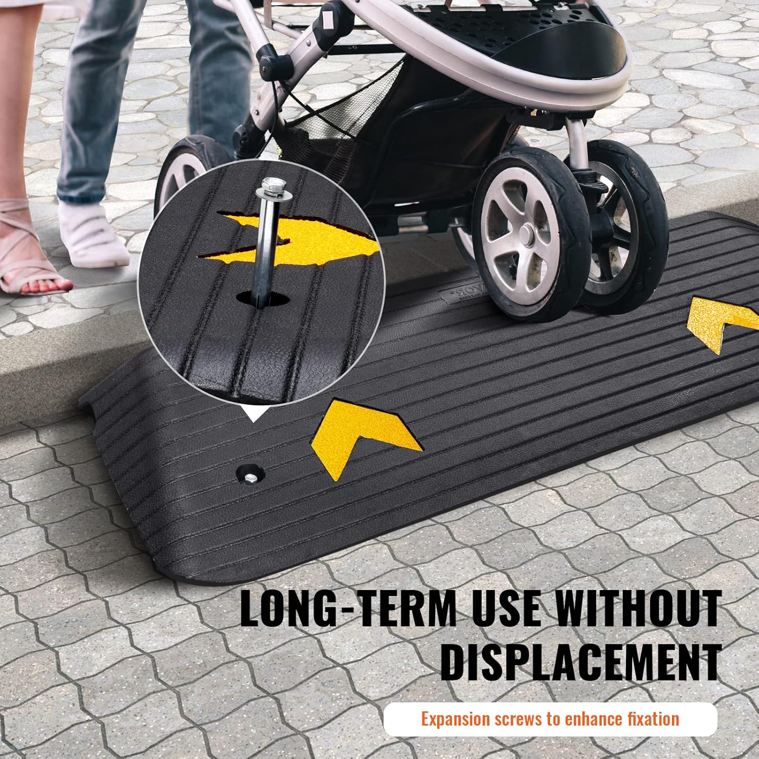 VEVOR Rubber Threshold Ramp 1.5" Rise Non-Slip Beveled Doorway Ramp for Wheelchairs

