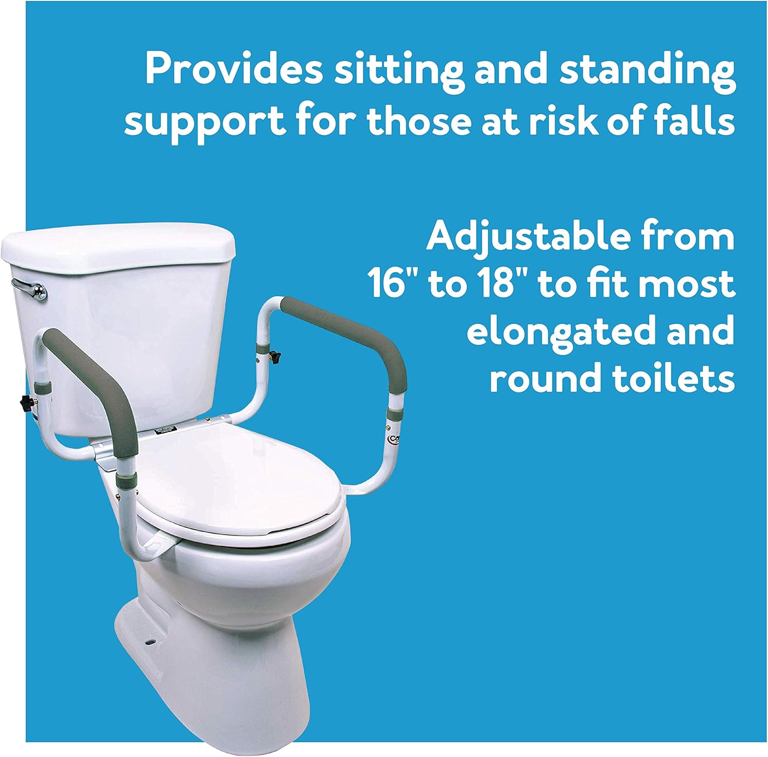 Carex Toilet Safety Frame with Adjustable Width Toilet Safety Rails, 300 lb

