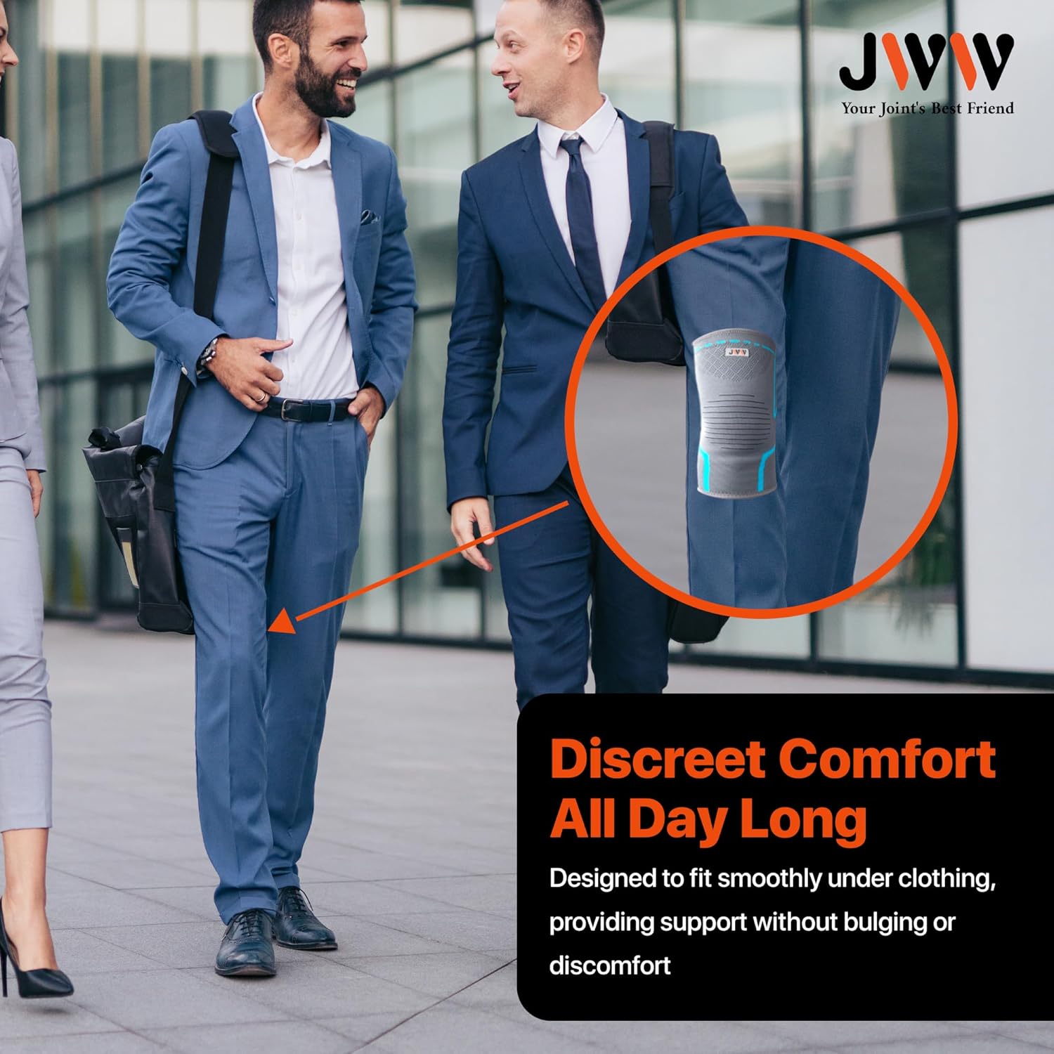 JWW Plus Size Knee Compression Sleeve 2 Pack Knee Brace for Knee Pain Support

