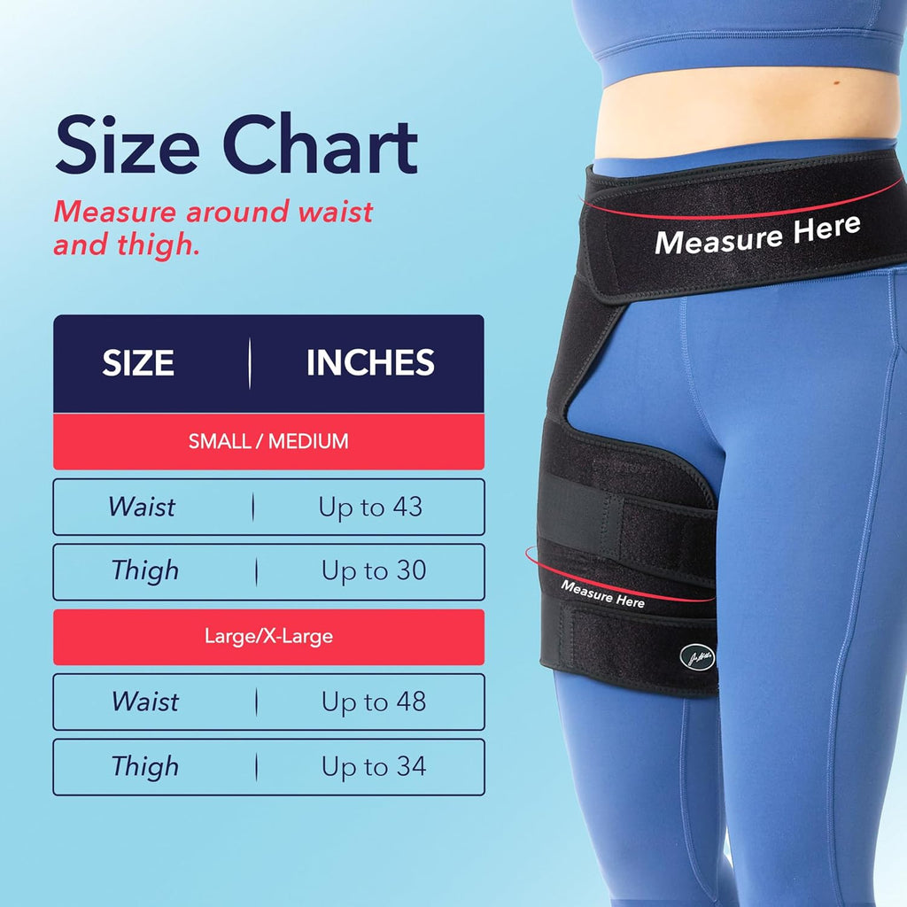 Doctor-Developed Hip Support Compression Wrap for Groin, Sciatica, Hamstring Relief

