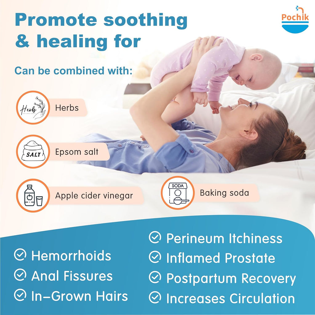 Pochik Sitz Bath for Toilet Seat, Hemorrhoid & Postpartum Perineal Soaking Kit


