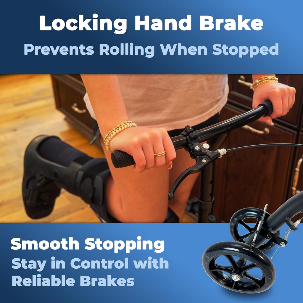 KneeRover Economy Steerable Knee Scooter, Foldable Knee Walker with Adjustable Handlebar

