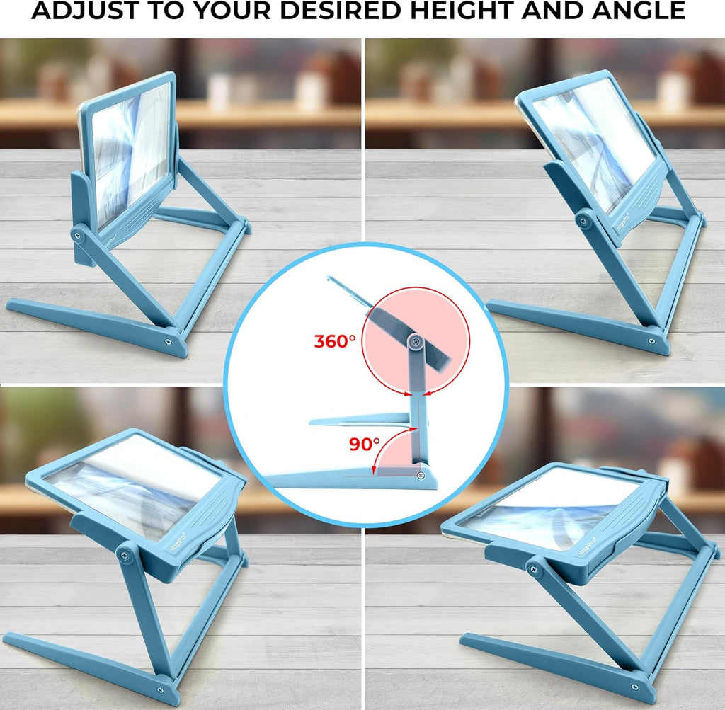 MagniPros 5X Full Page LED Hands-Free Magnifying Glass with Detachable Stand

