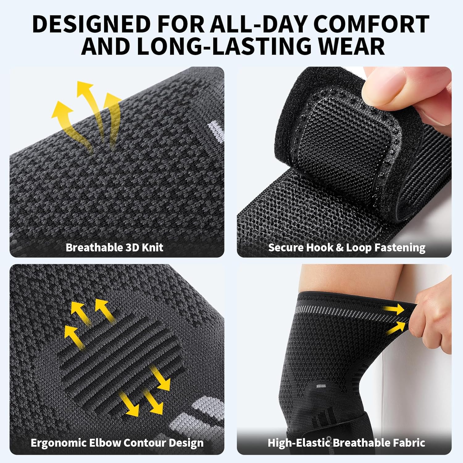 CAMBIVO Tennis Elbow Support Sleeve with Dual Gel Pads and Adjustable Strap

