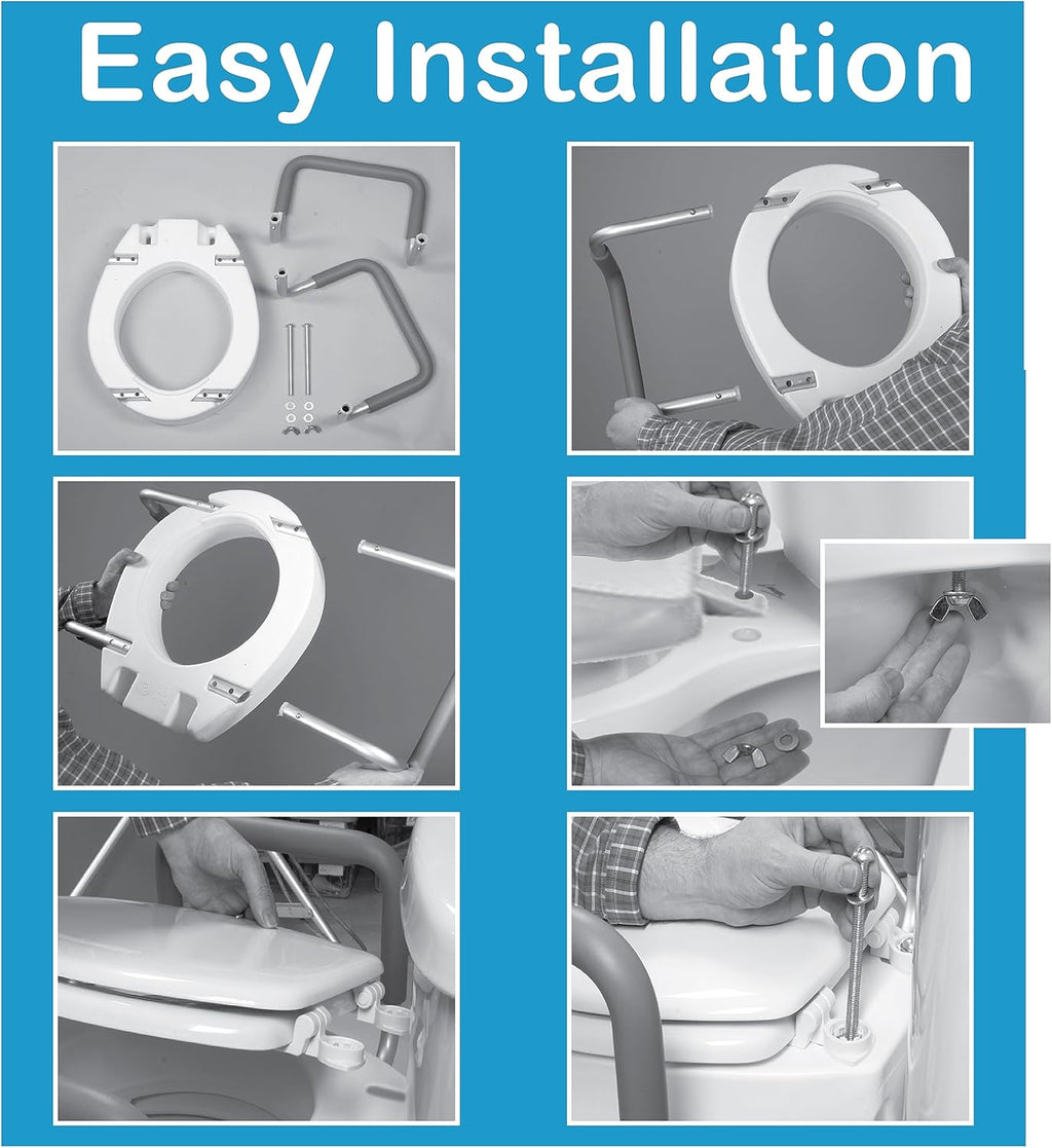 Carex 3.5 in Raised Toilet Seat Riser with Arms, Padded Handles, 300 lb Capacity

