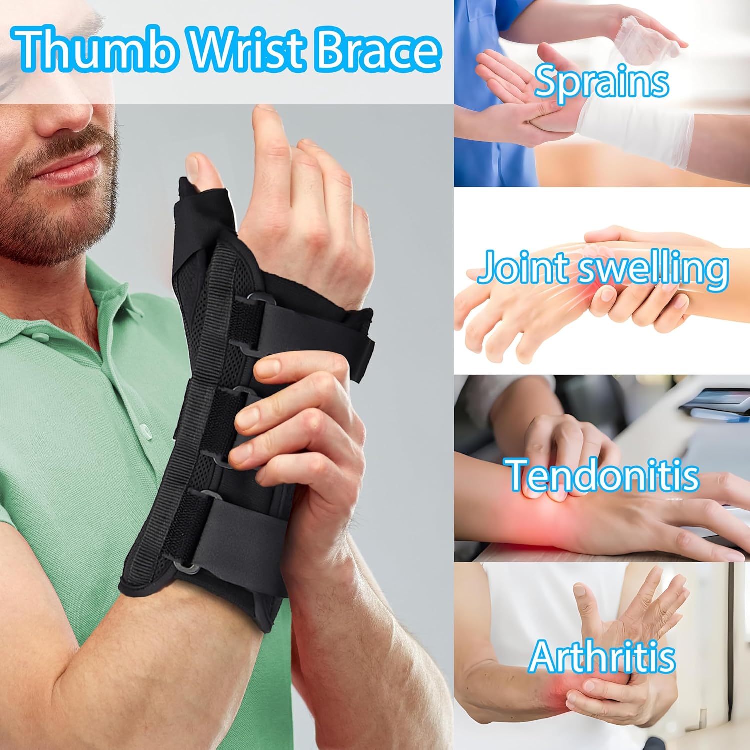 Medibot Thumb Spica Wrist Brace Splint for De Quervain's, Carpal Tunnel & Arthritis

