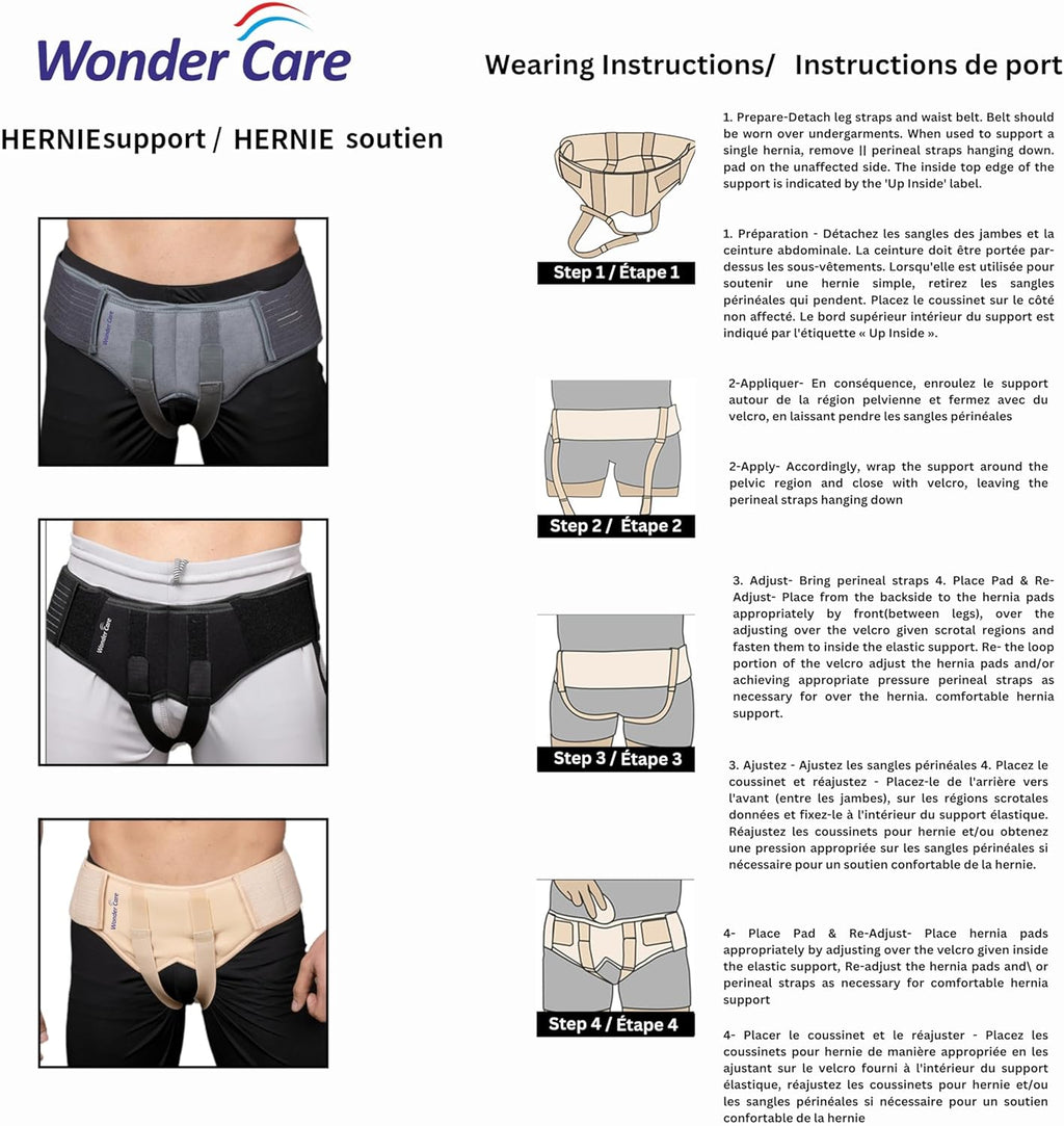 Wonder Care Inguinal Hernia Support Truss Brace with Removable Compression Pads

