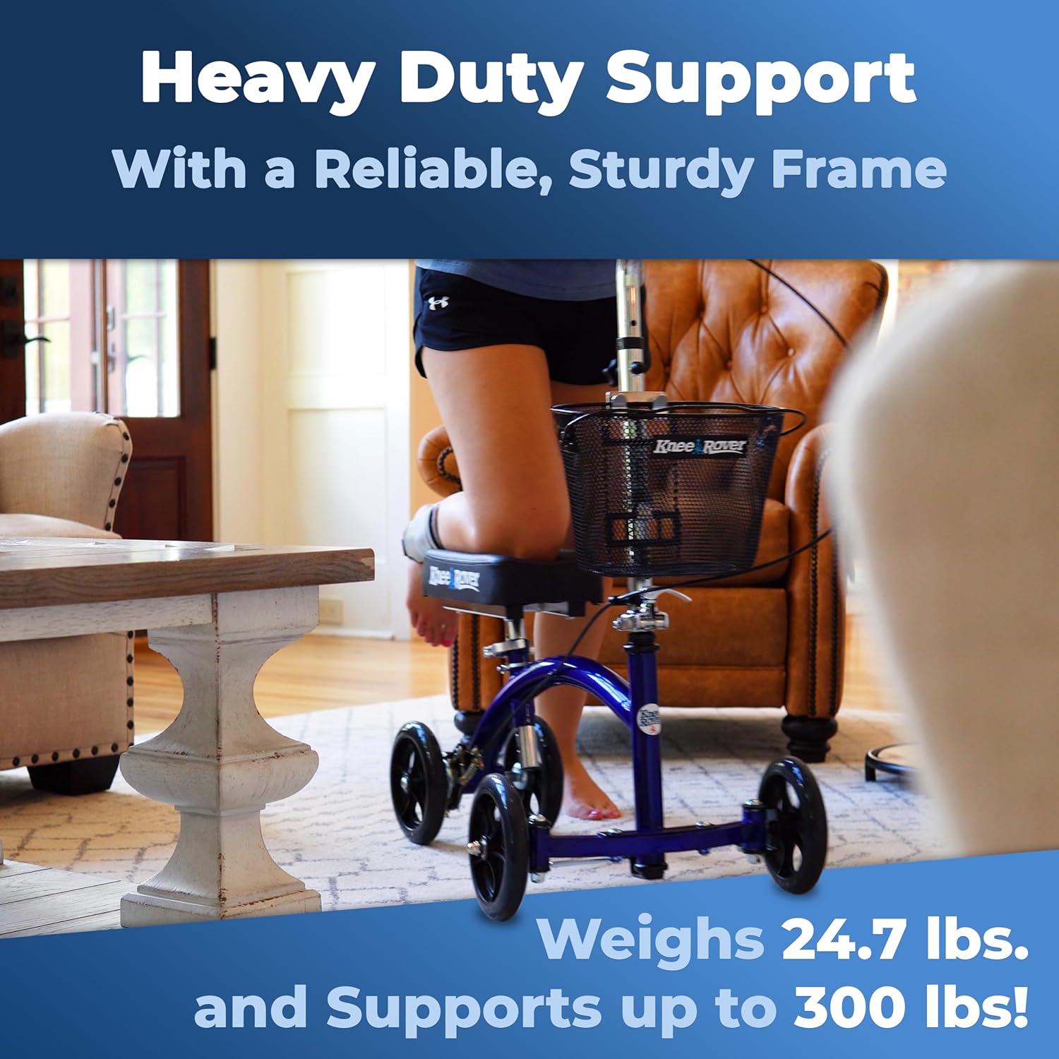 KneeRover Deluxe Steerable Knee Walker KneeCycle Foldable Mobility Aid Scooter

