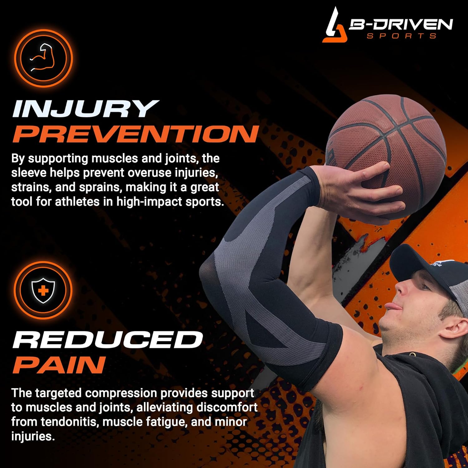 B-Driven Compression Arm Sleeve for Men & Women, Medical Grade 20-30mmHg


