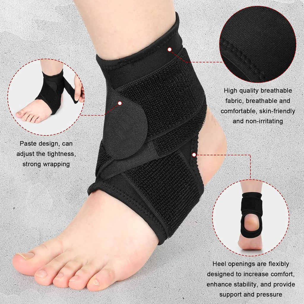 Honoson Kids Ankle Brace Neoprene Compression Sleeve Adjustable Wrap Pair

