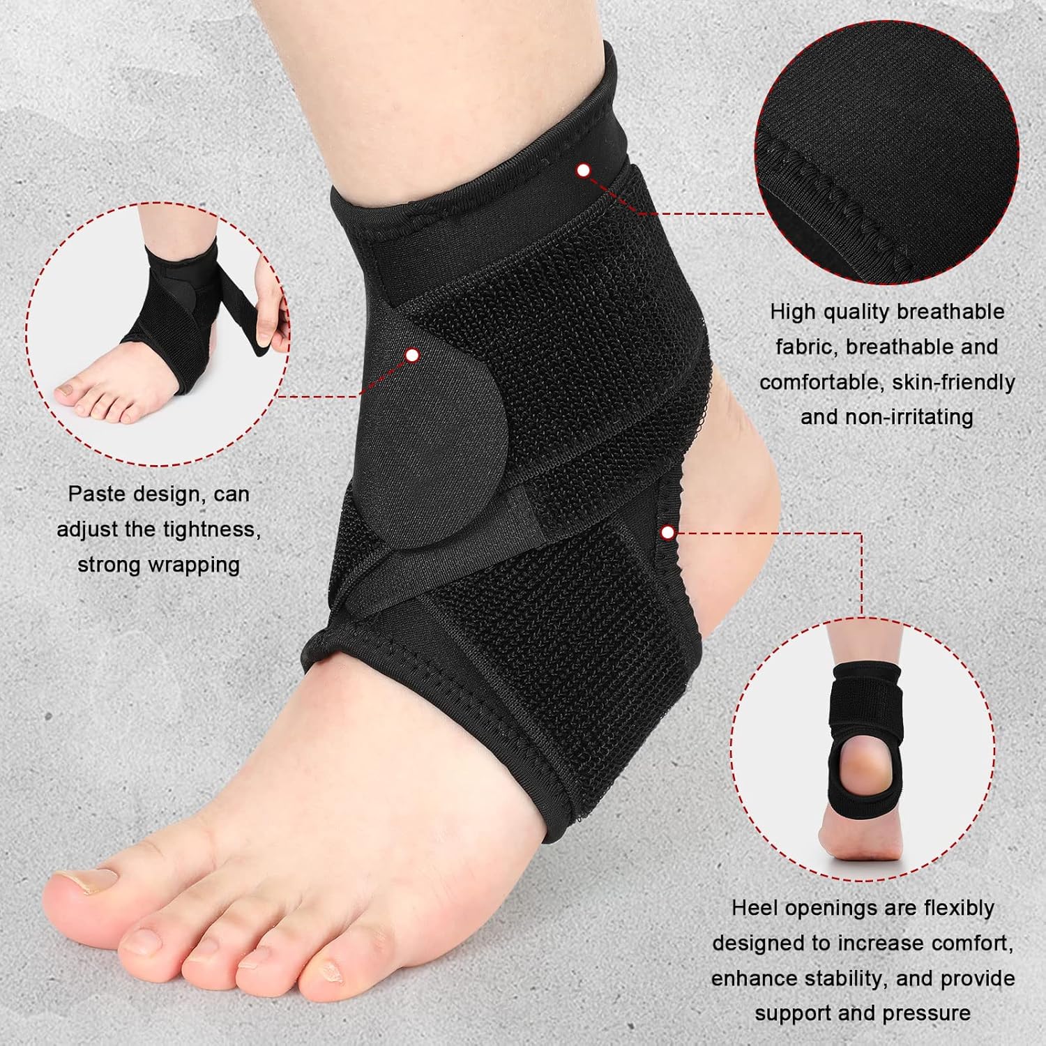 Honoson Kids Ankle Brace Neoprene Compression Sleeve Adjustable Wrap Pair

