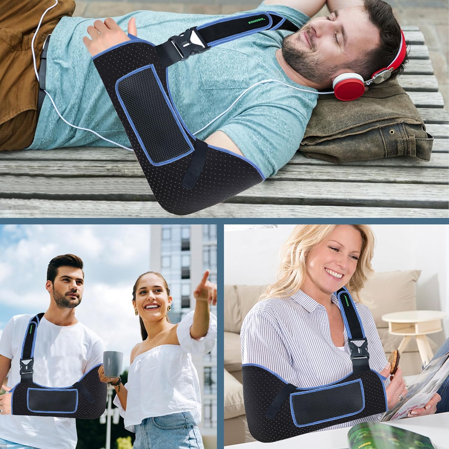 KONSEDIK Arm Shoulder Sling with Pocket Shoulder Pad for Rotator Cuff Injury Support

