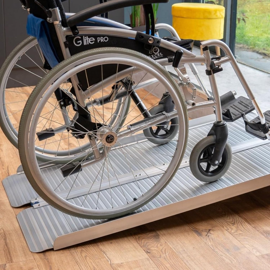 Ruedamann Portable Wheelchair Ramp, Folding Aluminum Non-Slip Ramp for Doorways

